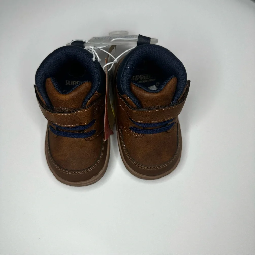 Surprize by Stride Rite Stylish Brown Baby Walker Shoes with Navy Accents